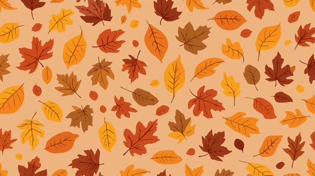 Template  autumn leaf pattern with flat design and clean Sharp