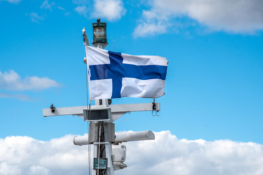Finnish flag on ships mast