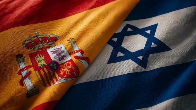 spanish and isreali flag waving together. relations spain israel