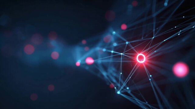 Abstract glowing network of interconnected dots and lines. ..Created with Generative AI, not depicting real subjects.