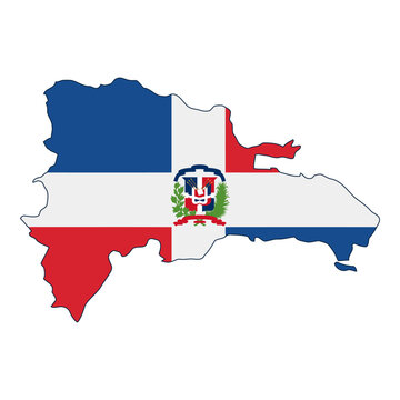 Dominican Republic Map Flag Vector Silhouette Caribbean National Symbol