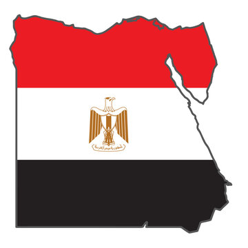 Egypt Map Flag Vector Silhouette Eagle of Saladin National Symbol