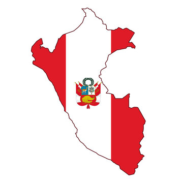 Peru Map Flag Vector Silhouette Peruvian Coat of Arms National Symbol