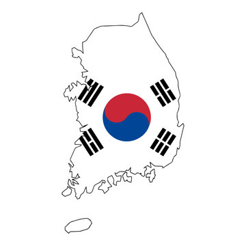 South Korea Map Flag Vector Silhouette Taegeukgi National Symbol