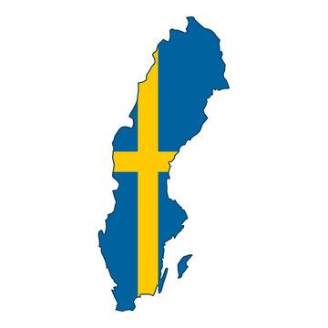 Sweden Map Flag Vector Silhouette Swedish Nordic Cross National Symbol