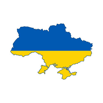 Ukraine Map Flag Vector Silhouette Ukrainian Bicolor National Symbol