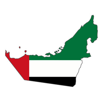 United Arab Emirates Map Flag Vector Silhouette UAE National Symbol