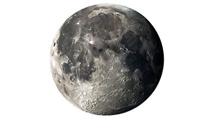 Detailed planet Moon showing craters and surface textures isolated on transparent background © Olga
