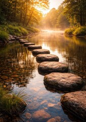 Fototapeta premium Serene pathway through tranquil nature.