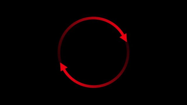 Red circle arrow loader spinning loop animation on black background