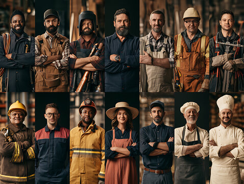 Labor Day celebration honoring workers from various fields in a workshop setting