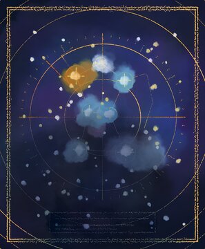 17th Century Cellarius Orion Celestial Star Chart Astrolabe Map