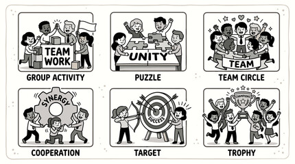 Fototapeta premium Teamwork and Business Success Concept Icons