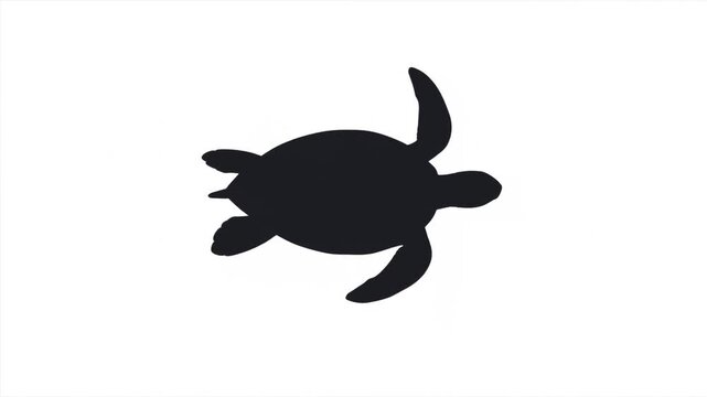 Sea Turtle Silhouette Shown from Above Against Plain White Background