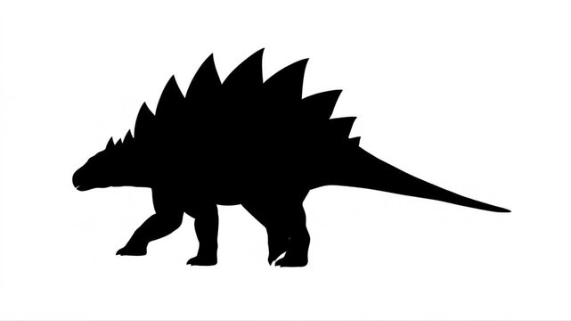 Stegosaurus dinosaur silhouette standing in profile on a plain white background