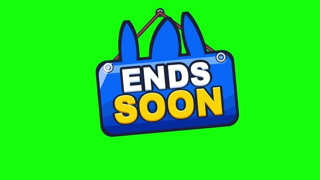 Ends soon sale sign with crown, vibrant green background