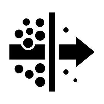filter membrane separating particles from a flow glyph icon