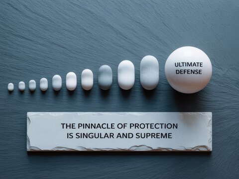 Flat lay of nine perfectly aligned pills representing ultimate defense and protection