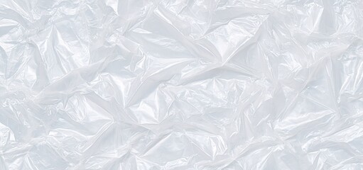 Obraz premium Translucent plastic film with wrinkled texture in soft white tones, ideal for modern packaging backgrounds.