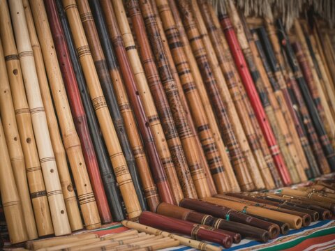 Detailed photographic capture of a diverse range of bamboo flutes in gigapixel high fidelity v2-6x