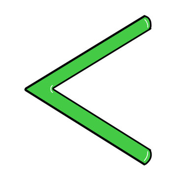 Cute 3D green less than sign icon isolated on transparent background math symbol illustration