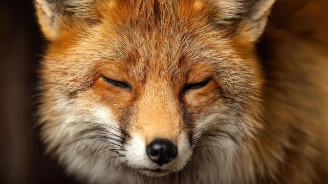 Close up portrait of a wild red fox looking directly into the camera lens.