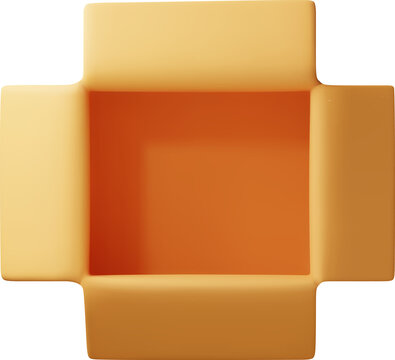 Open cardboard box top view 3d
