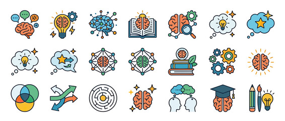 Fototapeta premium Creative Thinking and Ideas Icons Set
