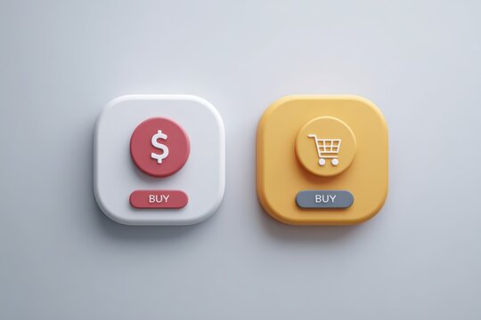 Buttons for buying and selling with modern design for online finance and shopping activities