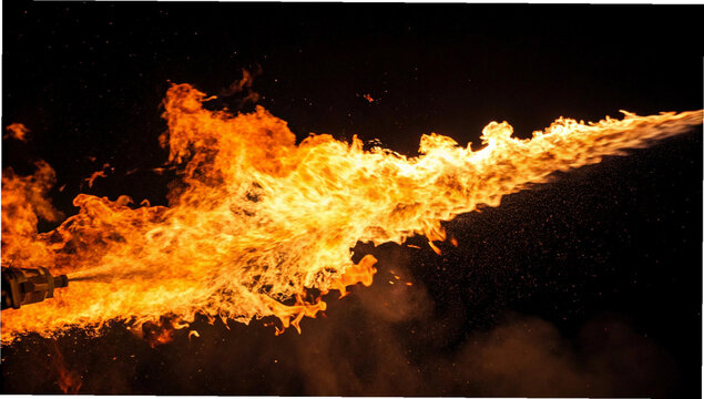 Vibrant Blaze on Dark Background with Concrete Floor Element