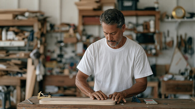 Kite builder and shop owner in an empty rural workshop restocking material supplies for a new hire's first full project day, a buzzing notification visible on a workbench phone as