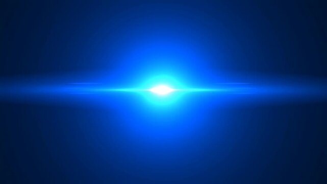 Blue glowing light points merge into a bright central flare on dark background