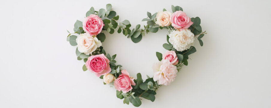 Heart-Shaped Floral Arrangement with Pink Roses