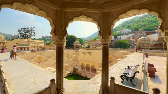 peena panna ka kund or baoli in jaipur near fort. a water stepwell in jaipur in india.