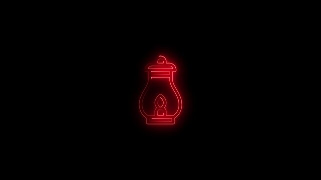 Glowing neon line Funeral urn icon isolated on black background. Cremation and burial containers, columbarium vases, jars and pots with ashes. 4K Video motion graph