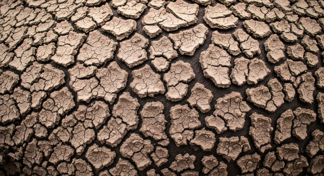Dry cracked earth texture background with generated by AI with lack of water