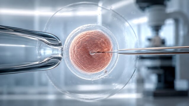 Intracytoplasmic sperm injection procedure for assisted fertilization in IVF laboratory