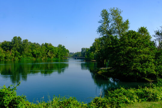 The Adda river at Fara Gera d Adda, in Bergamo province, Italy