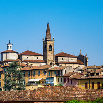 View of Cassano d Adda, Milan province, Italy, seen from the bridge over the Adda river