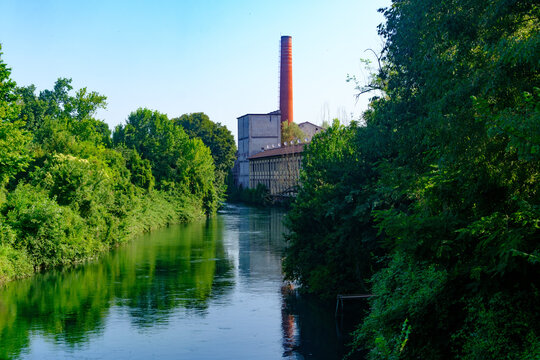 The Adda river at Fara Gera d Adda, in Bergamo province, Italy