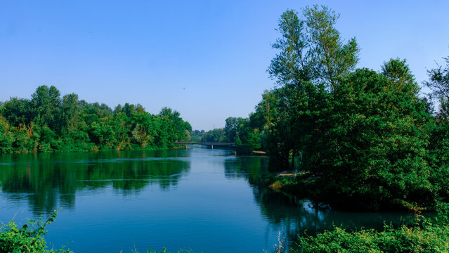 The Adda river at Fara Gera d Adda, in Bergamo province, Italy