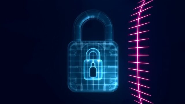 Digital Padlock Glowing Against Dark Background for Data Security and Privacy