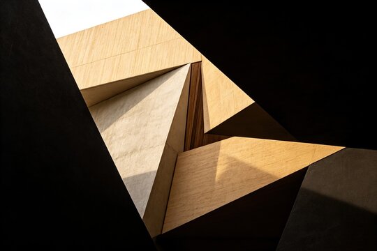Deconstructivist Geometric Abstract Composition, Charcoal and Beige Architecture Style