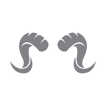Grey ram horns vector graphic silhouette symbol isolated icon illustration