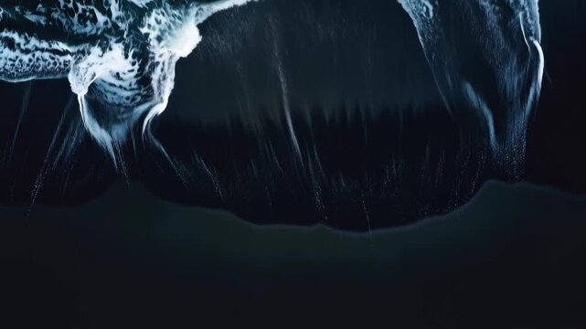 Abstract Blue Wave Foam Patterns Flowing Through Dark Water With Dramatic Ocean Texture and Contrast