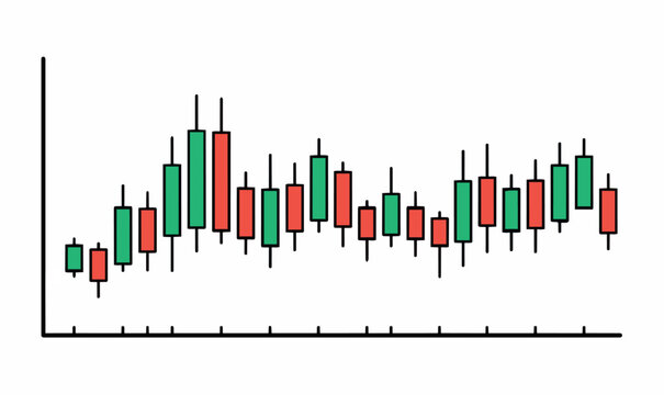 Stock market trading candlestick chart vector illustration with green and red candles isolated on white background for financial exchange analysis.