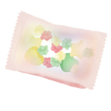 Kawaii Konpeito Japanese Sugar Candy, Colourful Vibrant Pastel Traditional Sweets Hand-Drawn Illustration