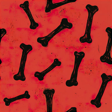 Black bone seamless pattern with spooky red background creating dark and eerie atmosphere for Halloween design