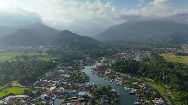 Aerial view of the Marina Bracuhy near the town of Angra dos Reis in Brazil