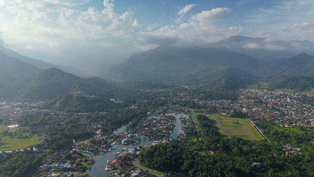 Aerial view of the Marina Bracuhy near the town of Angra dos Reis in Brazil